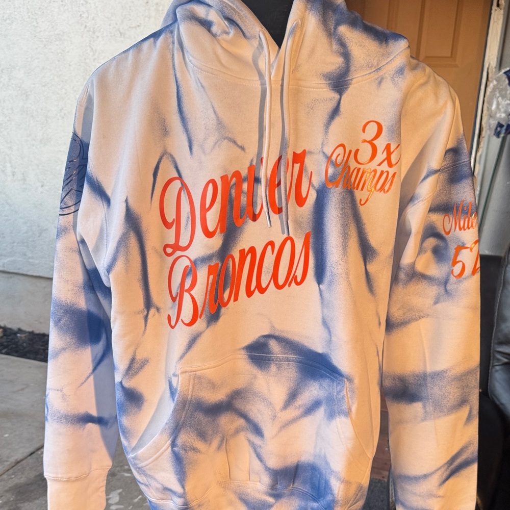 Denver Broncos Blue and White Tie Dye Hoodie